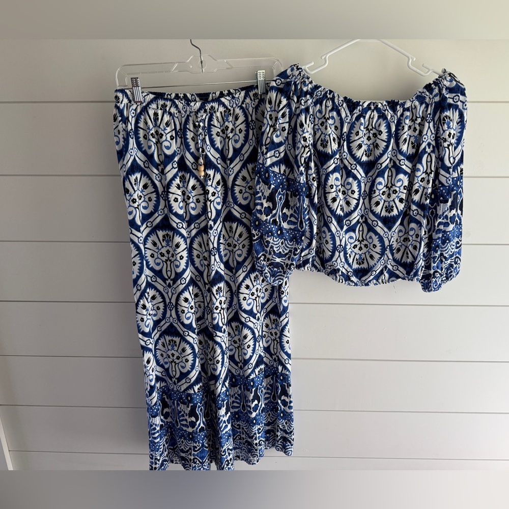 Haute Hippie Navy and White Top & Pants Set, M (top)/S (bottom)
